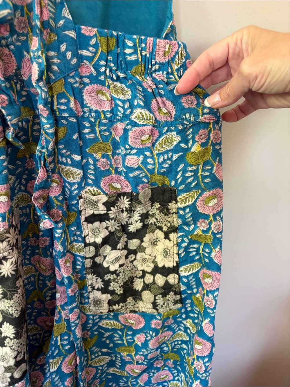 Dakota Tie-Shoulder Floral Jumpsuit - Blue Floral Mix Medium Wide Leg Cotton - Picture 6 of 8